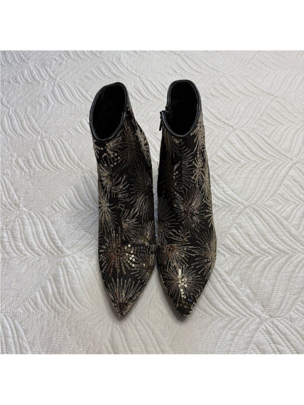 Allegra K Women’s Black & Gold Sequin Ankle Boots. Size 11 - Picture 2 of 9